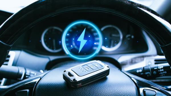 Key fob on steering wheel